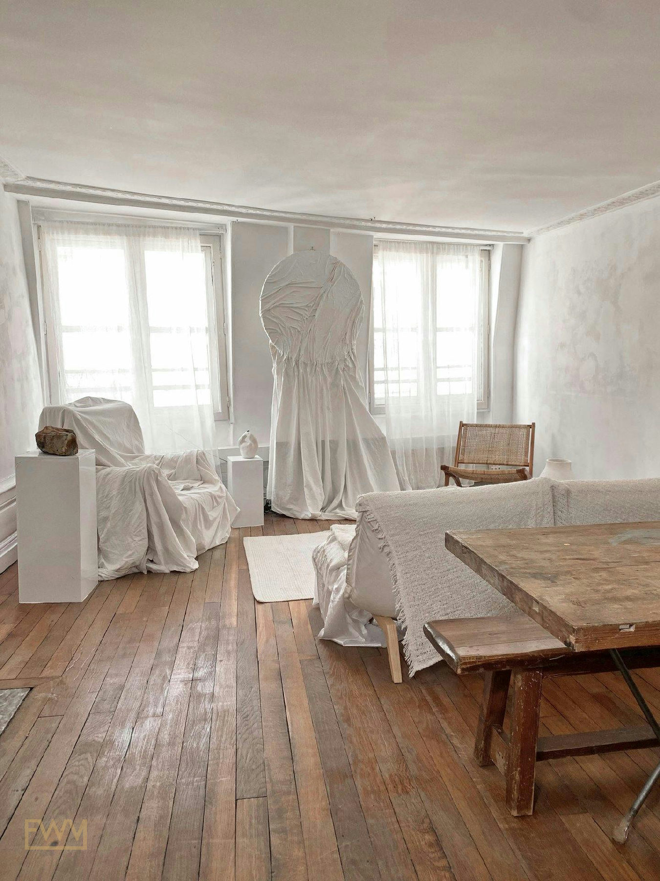 Minimalist Artist Apartment on Rue de Richelieu, Paris